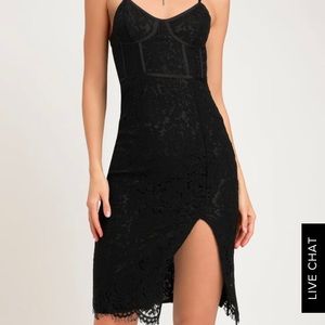 Lulu's Black Lace Midi Dress
